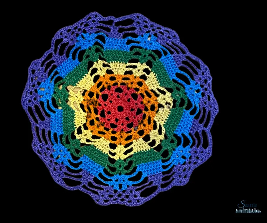 Rainbow Doily 10″